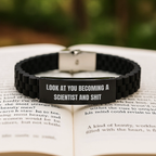 Funny Scientist Quotes Glide lock Clasp Bracelet, Adjustable Scientist Gifts for Men, Gifts from Friends for Graduation Unique Gifts - Image 2