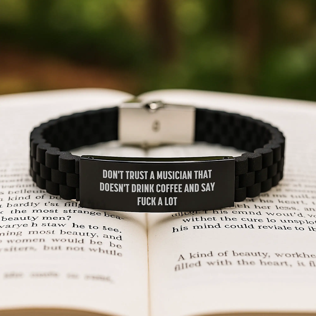 Funny Musician Gifts for Her, Glide lock Clasp Bracelet with Black Stainless Steel, Adjustable Musician Jewelry, Mother's Day Unique Gifts from Women to Musician - Image 2