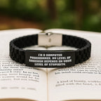 Funny Computer Programmer Gift for Him Glide lock Clasp Bracelet with Sarcasm Quote Christmas Unique Ideas for Men Friends