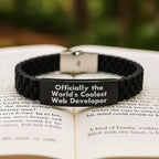 Unique Web Developer Gifts for Men Christmas Unique Ideas Officially The World's Coolest Web Developer Glide lock Clasp Bracelet