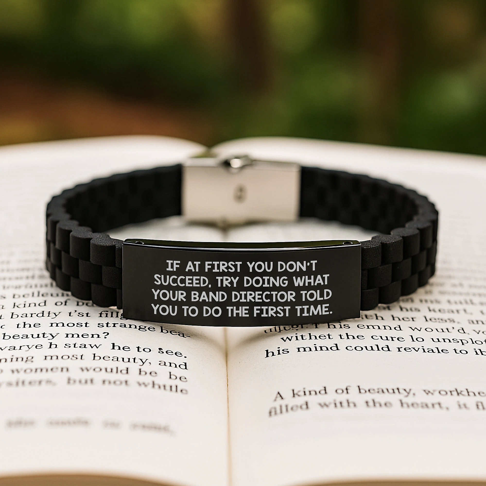 Funny Band Director Gifts for Men, Women, or Coworkers - Inspirational Glide lock Clasp Bracelet with If At First You Don't Succeed Quote, Gifts from Family or Friends for Christmas