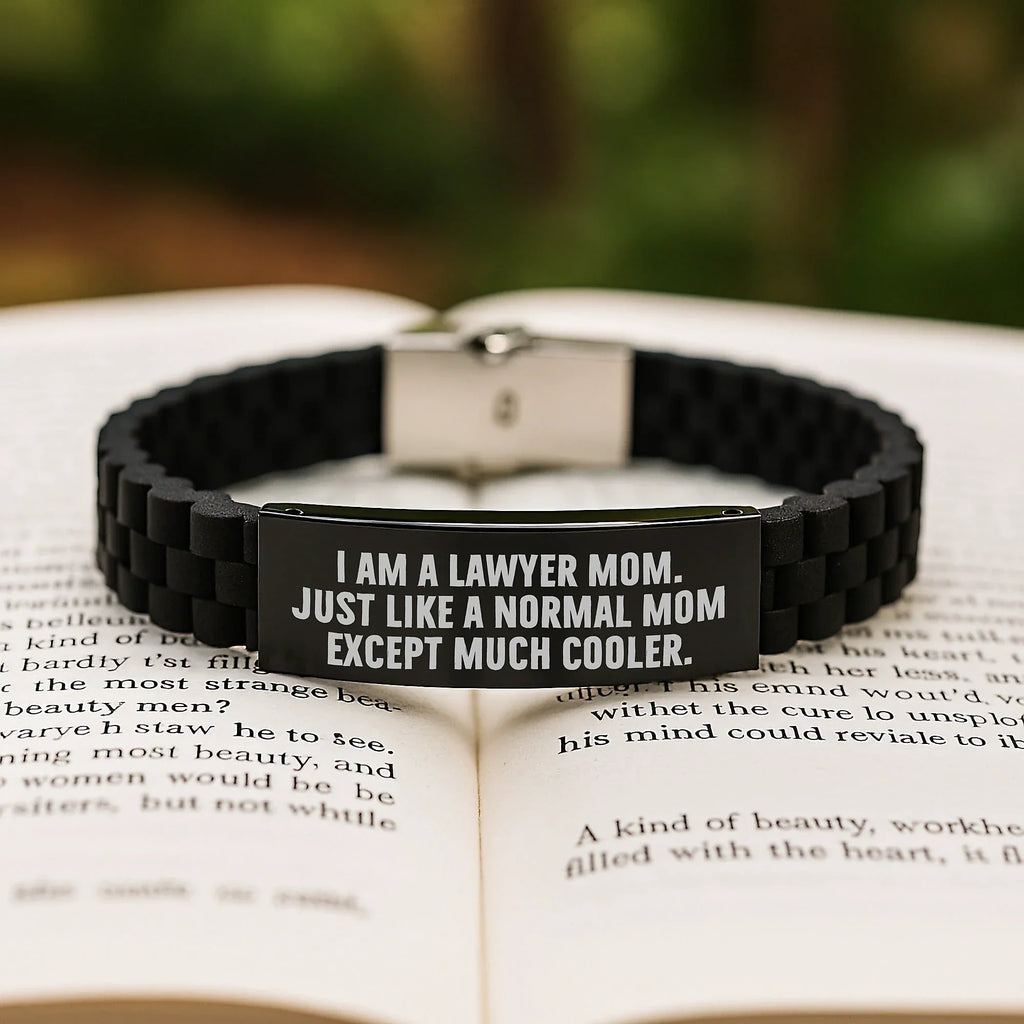 Funny Lawyer Gifts from Mom - I Am A Lawyer Mom Just Like A Normal Mom Except Much Cooler. Graduation Unisex Glide lock Clasp Bracelet for Lawyer Friends, Family or Coworkers