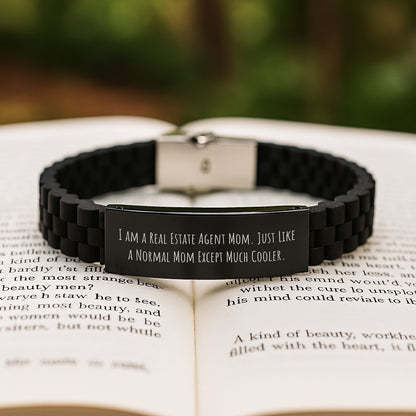 Gifts from Mom for Real Estate Agent Graduation, Funny Quote Inspired Adjustable Glide lock Clasp Silicone Stainless Steel Black Bracelet, Unique Real Estate Agent Gifts for Women - Image 2