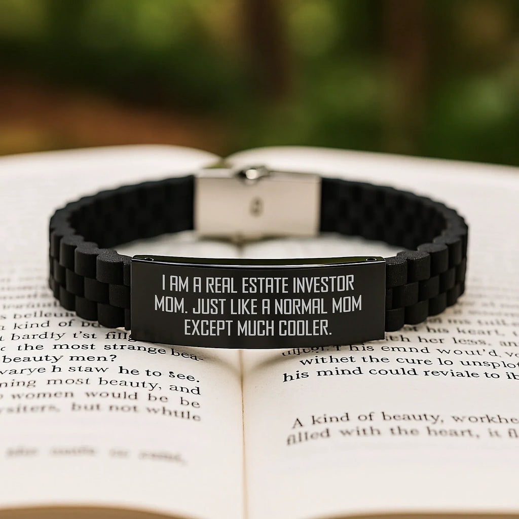 Real Estate Investor Gifts from Mom, Funny Quote Glide lock Clasp Bracelet for Real Estate Investor Graduation Unique Gifts from Mom to Real Estate Investor