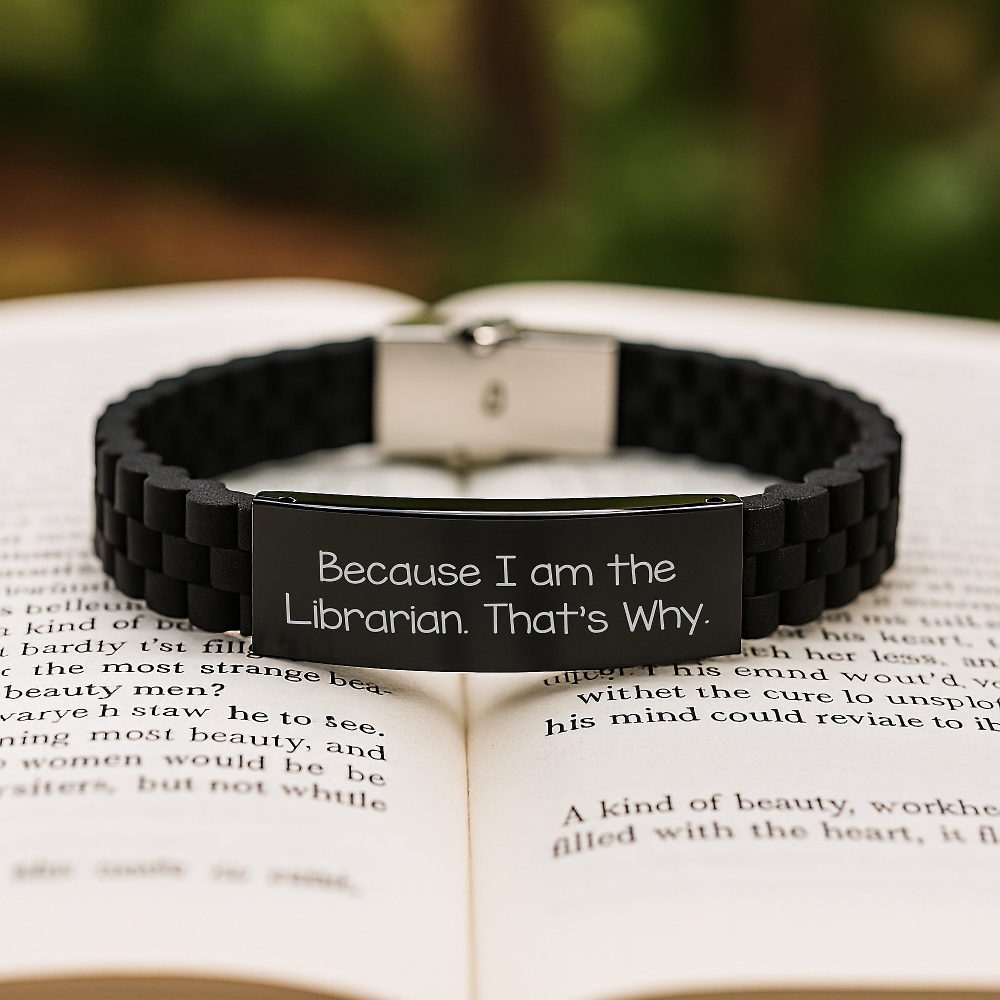 Librarian Gifts from Friends - Because I Am The Librarian. That's Why. - Glide lock Clasp Bracelet for Graduation Unique Gifts - Image 2