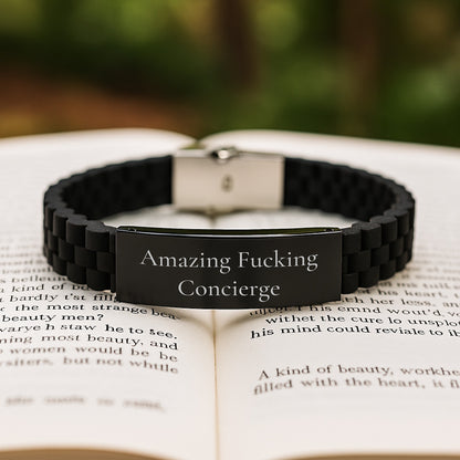 Funny Concierge Gifts for Men, Christmas Unique Gifts, Glide lock Clasp Bracelet with Amazing F--king Concierge Quote, Gifts from Friends to Concierge - Image 2