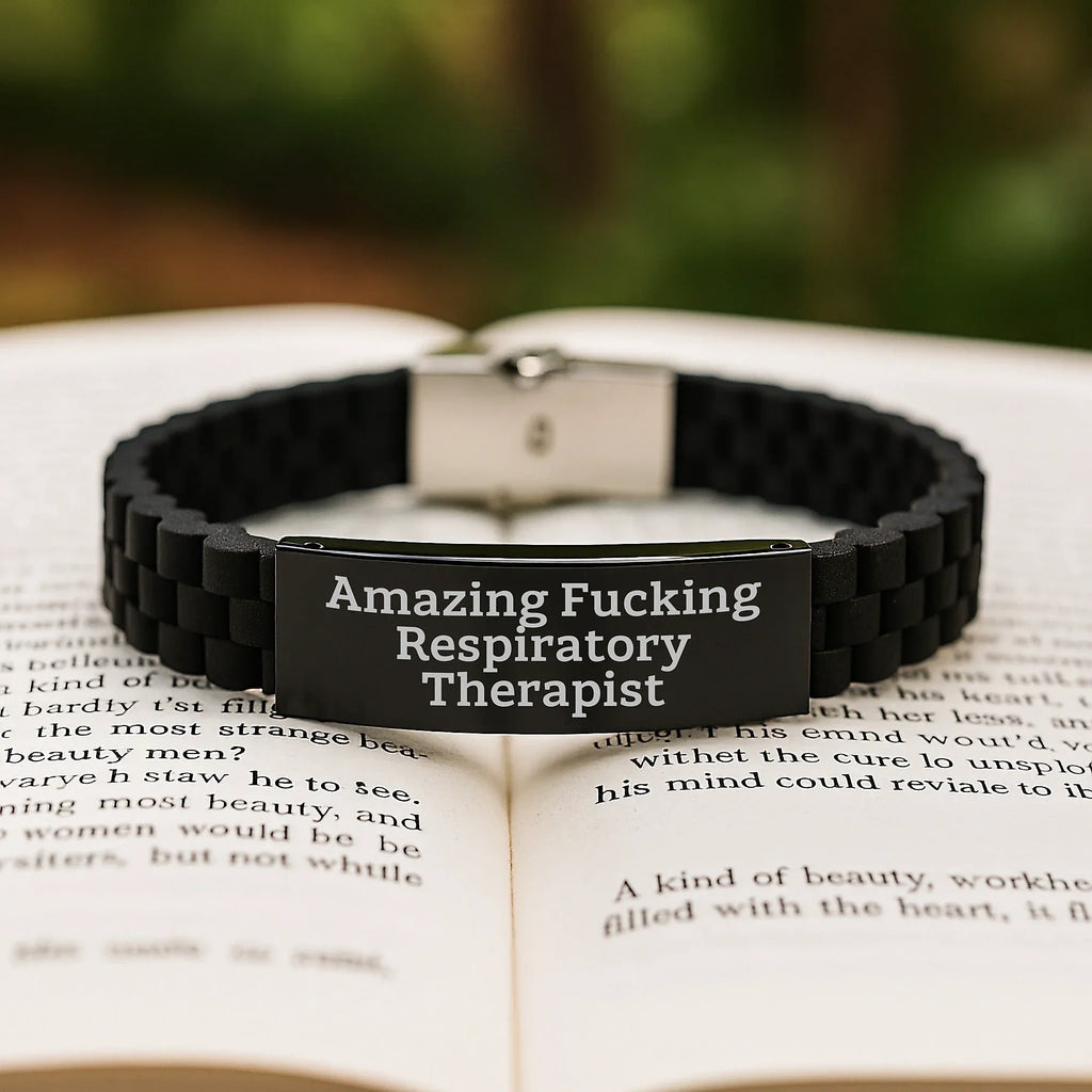 Funny Respiratory Therapist Gifts - Amazing 'F--king Respiratory Therapist' Glide lock Clasp Bracelet for Birthday - Gifts from Friends for Respiratory Therapist