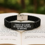 Trivia Gifts, Funny Quote, Glide lock Clasp Birthday Unique Gifts from Friends, for Trivia Enthusiasts, Trivia Because Stabbing People Is Wrong.