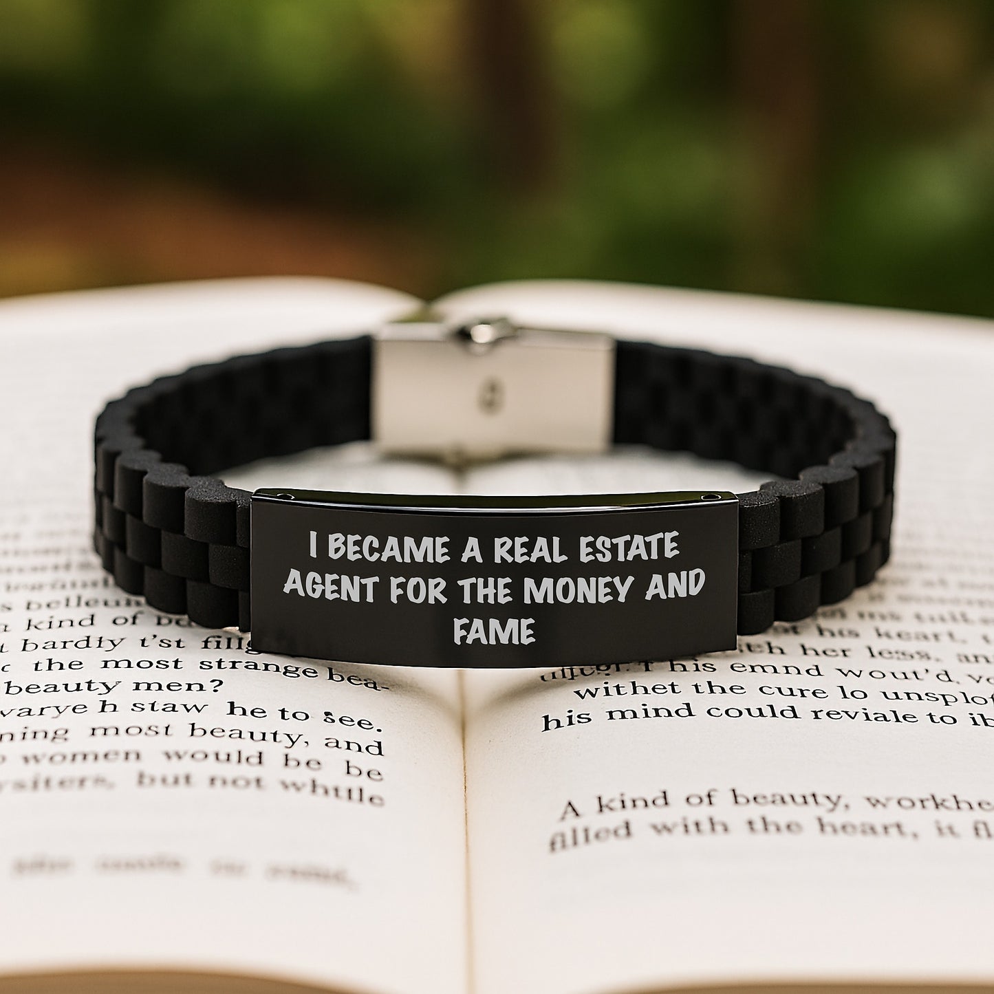 Funny Real Estate Agent Gifts, 'I Became A Real Estate Agent For The Money And Fame' Glide lock Clasp Bracelet for Birthday, Gifts from Men to Real Estate Agent, Unique Birthday Unique Gifts for Men - Image 2