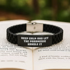 Funny Rescue Worker Gifts, Rescue Worker Christmas Unique Gifts from Men to Women Rescue Worker, Glide lock Clasp Bracelet for Rescue Worker with Keep Calm And Let The Rescue Worker Handle It