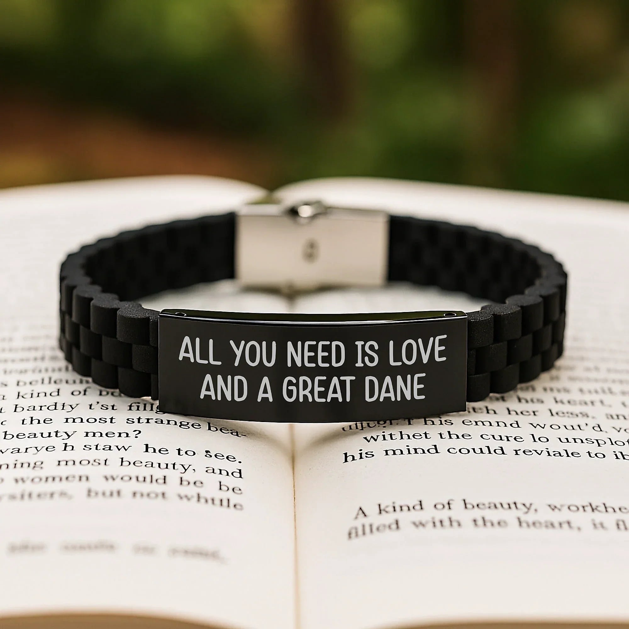 Funny Great Dane Dog Gifts for Men from Friends - Glide lock Clasp Birthday Unique Presents for Great Dane Dog Lovers - 'All You Need Is Love And A Great Dane' Quote