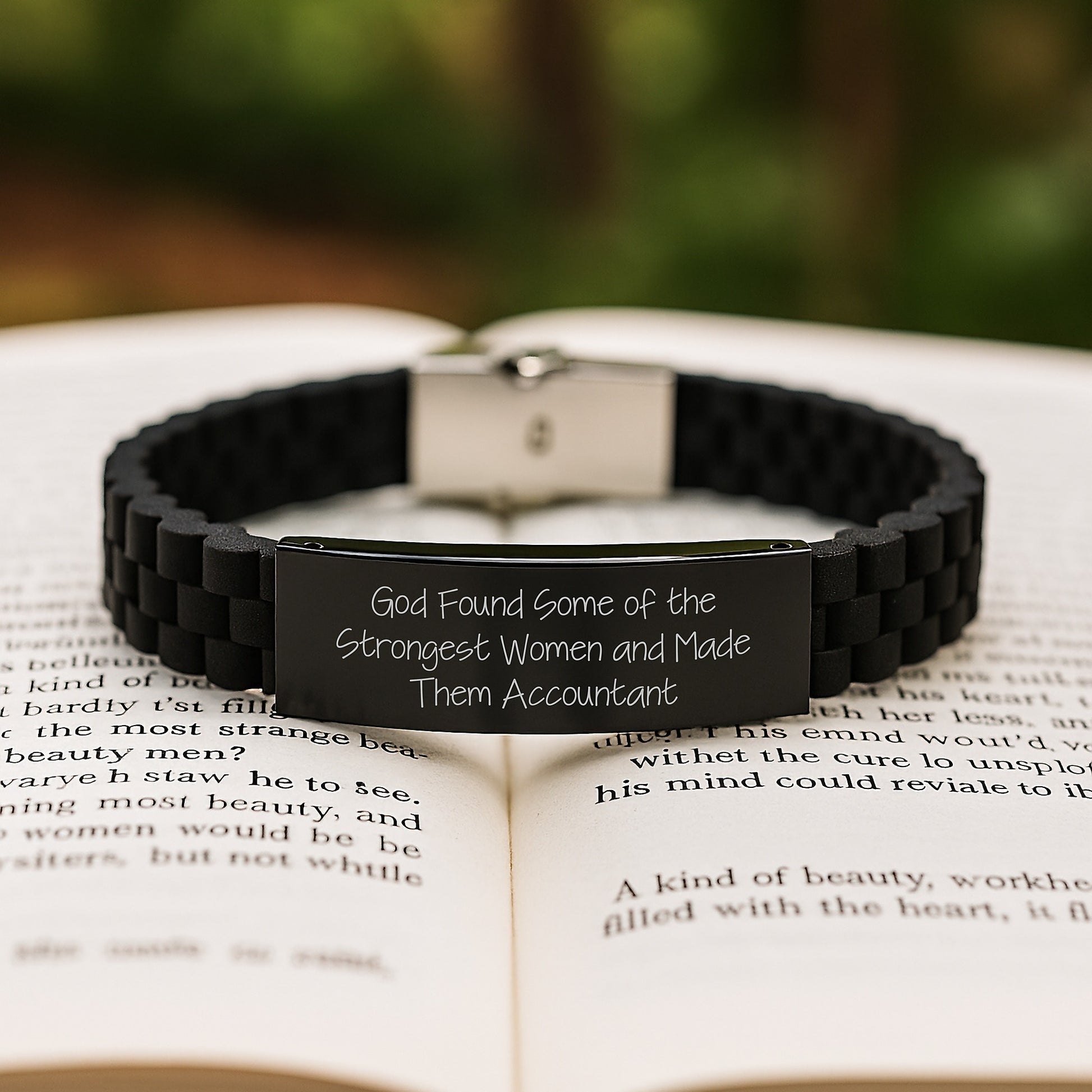 Funny Accountant Gifts - Inspirational Quote Glide lock Clasp Birthday Jewelry for Women from Friends, Coworkers, Family - Adjustable Black Stainless Steel and Silicone - Image 2