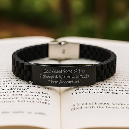 Funny Accountant Gifts - Inspirational Quote Glide lock Clasp Birthday Jewelry for Women from Friends, Coworkers, Family - Adjustable Black Stainless Steel and Silicone - Image 2