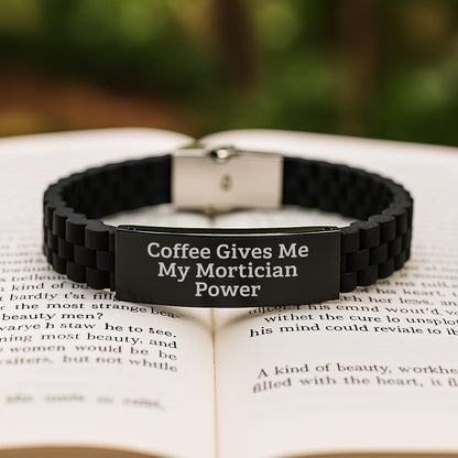Funny Mortician Gifts for Men, Women, and Mortician Friends - Glide lock Clasp Bracelet - Coffee Gives Me My Mortician Power, Gifts from Family, Friends, Coworkers - Image 2