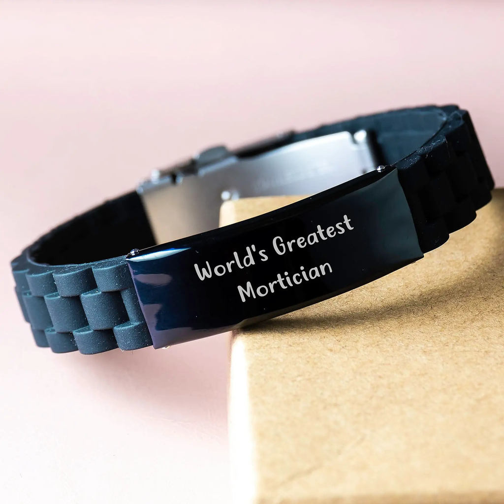 Funny Mortician Gifts from Friends - World's Greatest Mortician Glide lock Clasp Bracelet, Graduation Unique Gifts for Mortician Men, Women, Coworkers, Family - Image 3