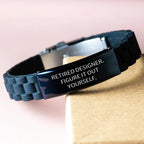 Designer Gift Ideas - Funny Quote Glide lock Clasp Bracelet, Gifts from Friends, Family or Coworkers to Designer, Unique Christmas Unique Gifts for Him or Her