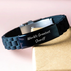 Funny Sheriff Gifts, World's Greatest Sheriff Glide lock Clasp Bracelet, Unique Father's Day Unique Gifts for Men from Family - Image 3