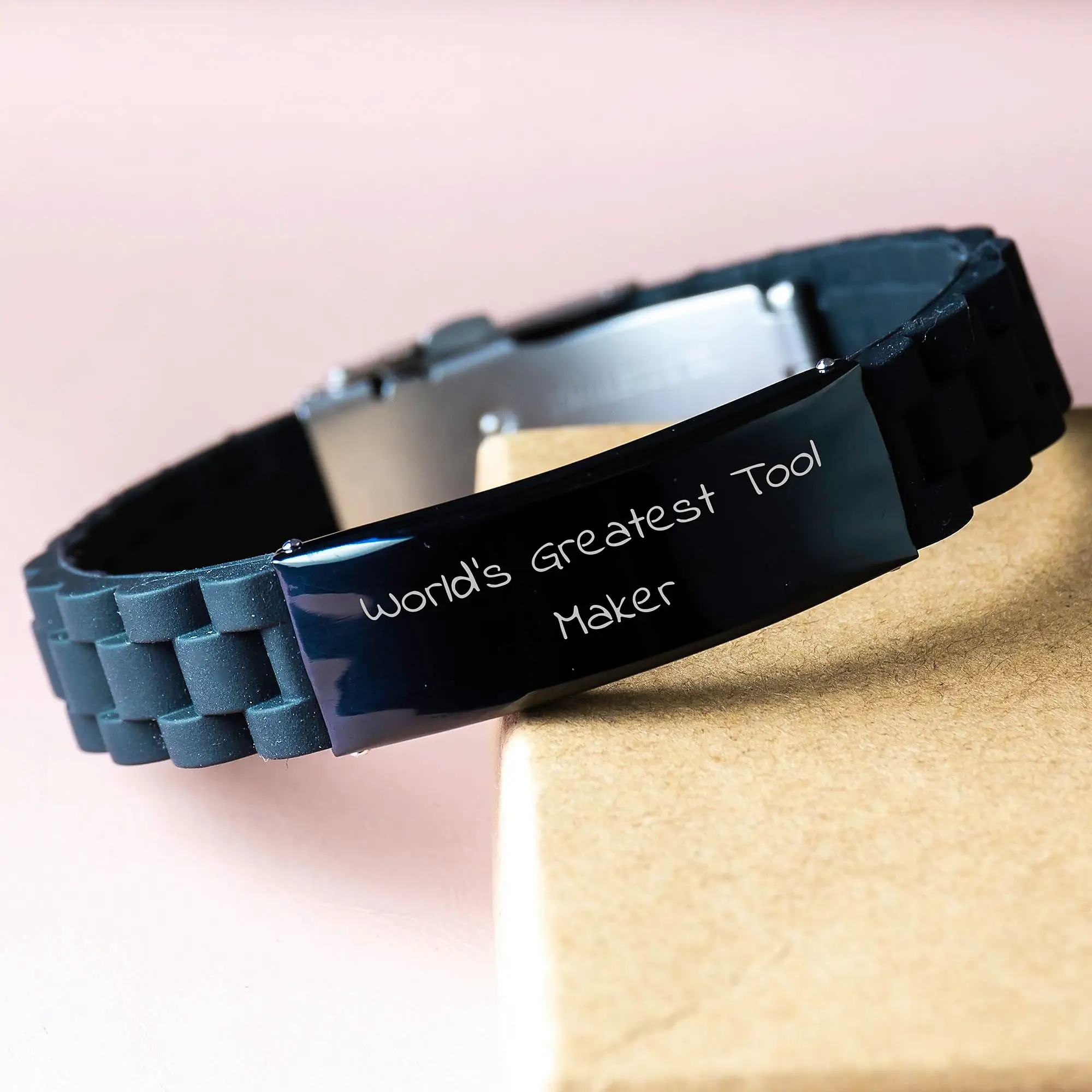 Funny Inspirational Tool Maker Gifts from Friends for Graduation Unique Glide lock Clasp Bracelet, 'World's Greatest Tool Maker' Quote - Image 3