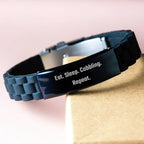 Cobbling Enthusiasts Gifts for Men - Funny Eat Sleep Cobbling Repeat Glide lock Clasp Bracelet, Christmas Unique Finds for Friends Family