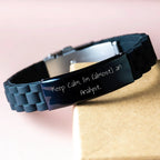 Funny Analyst Gifts for Men, Glide lock Clasp Bracelet with Keep Calm, I'm (almost) An Analyst - Christmas Unique Gifts for Coworkers