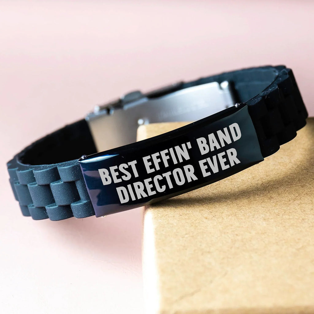 Funny Band Director Gifts for Men, Best Effin' Band Director Ever Glide lock Clasp Bracelet, Christmas Unique Christmas Unique Gifts from Men to Band Director