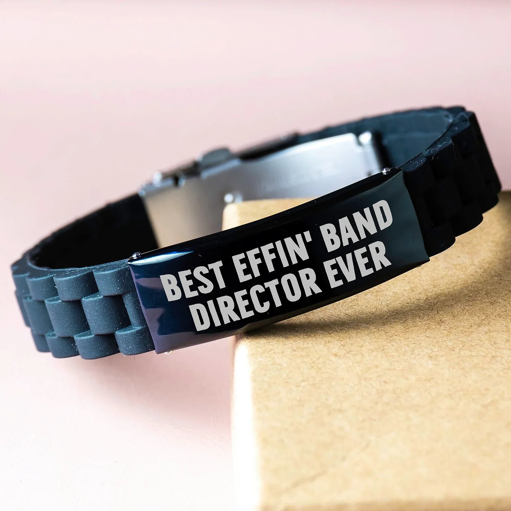 Funny Band Director Gifts for Men, Best Effin' Band Director Ever Glide lock Clasp Bracelet, Christmas Unique Christmas Unique Gifts from Men to Band Director