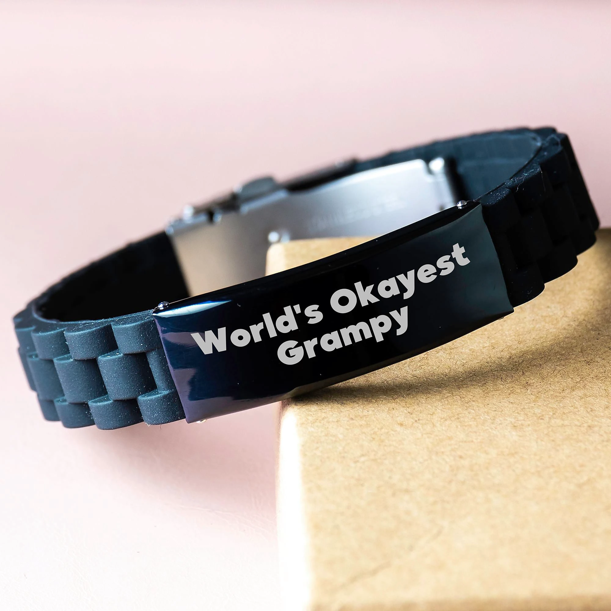 World's Okayest Grampy Funny Quote Glide lock Clasp Birthday Unique Gift for Grampy from Family and Friends
