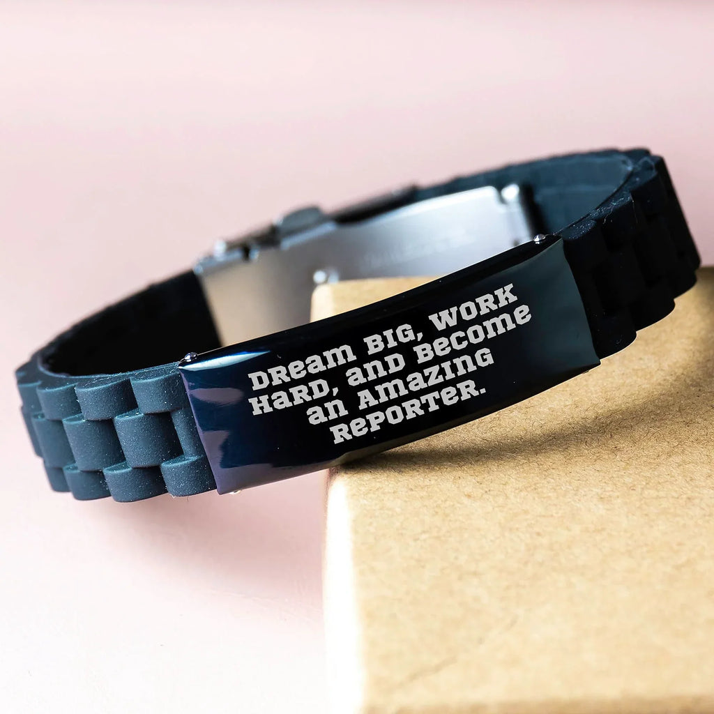 Reporter Gifts from Friends - Inspirational Glide lock Clasp Birthday Unique Gift for Reporter to Dream Big, Work Hard, and Become Amazing
