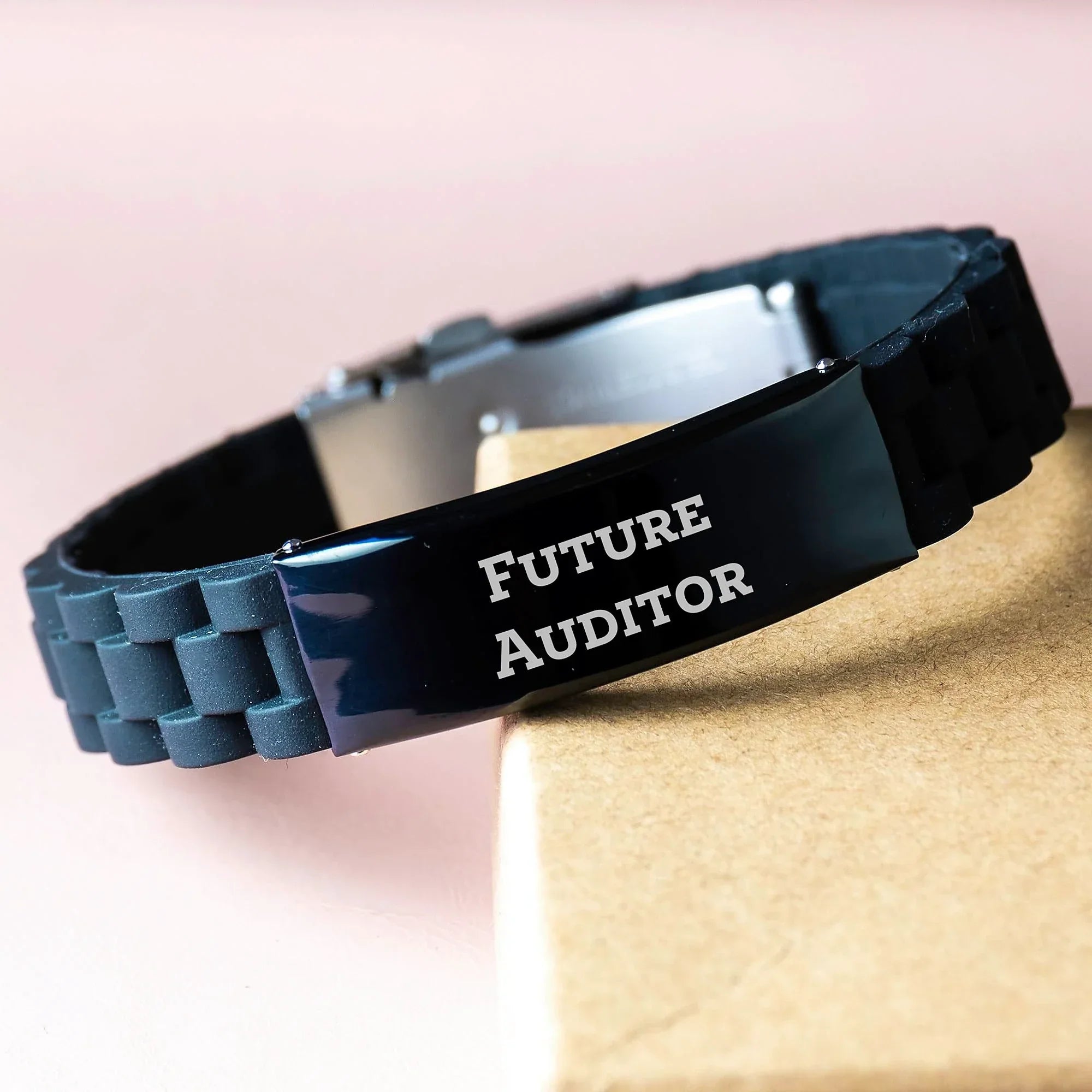 Funny Quote Auditor Gifts for Men from Friends Birthday Unique Glide lock Clasp Bracelet