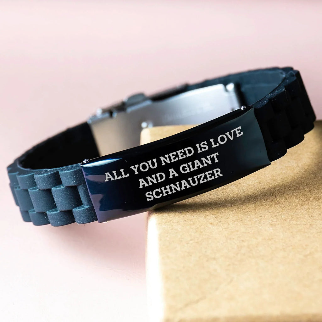 Funny Giant Schnauzer Dog Gifts, All You Need Is Love And A Giant Schnauzer, Glide lock Clasp Birthday Unique Gifts from Friends to Giant Schnauzer Dog Owners