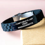 Massachusetts Proud Glide lock Clasp Bracelet, Funny Quote Gifts for Massachusetts Men Women Friends Family, Christmas Unique Gifts from Massachusetts