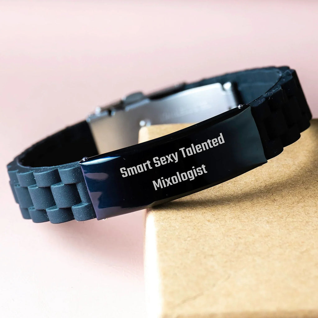 Smart Sexy Talented Mixologist Gifts for Men Women Friends Family - Glide lock Clasp Bracelet, Adjustable, Rust Resistant - Christmas Unique Presents from Family Friends