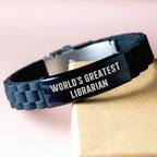 World's Greatest Librarian Funny Librarian Gifts for Her, Unique Glide lock Clasp Bracelet Gifts from Men, Women, Family to Mum on Mother's Day - Image 3