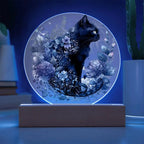 Glowing Eyes at Midnight: Halloween Cat Acrylic Plaque