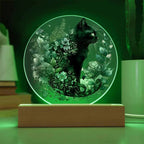 Glowing Eyes at Midnight: Halloween Cat Acrylic Plaque