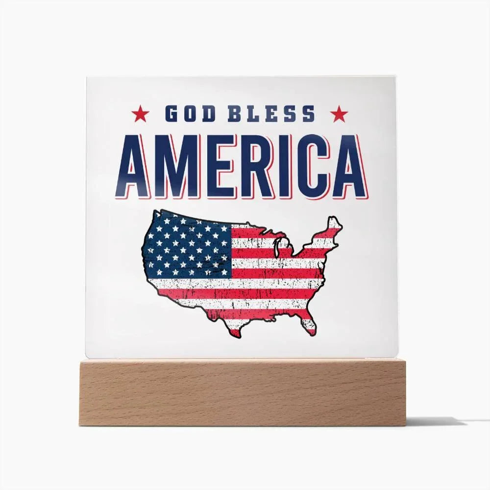 God Bless America Patriotic Acrylic Plaque
