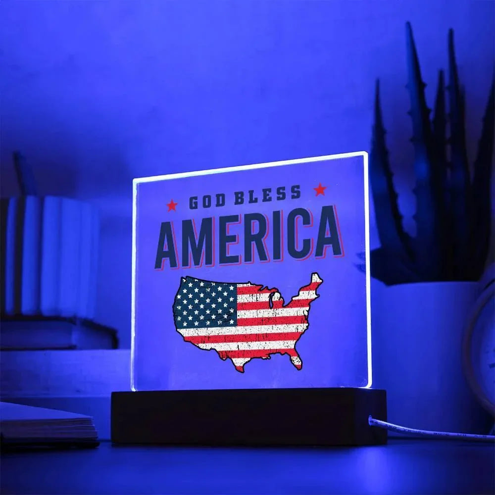 God Bless America Patriotic Acrylic Plaque