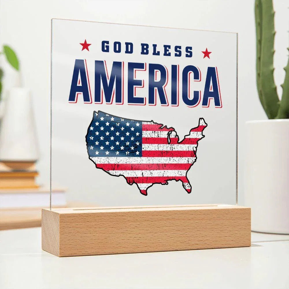 God Bless America Patriotic Acrylic Plaque