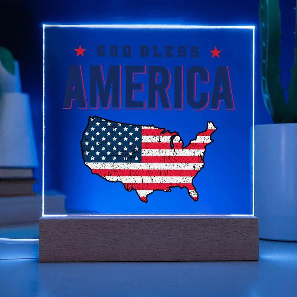 God Bless America Patriotic Acrylic Plaque