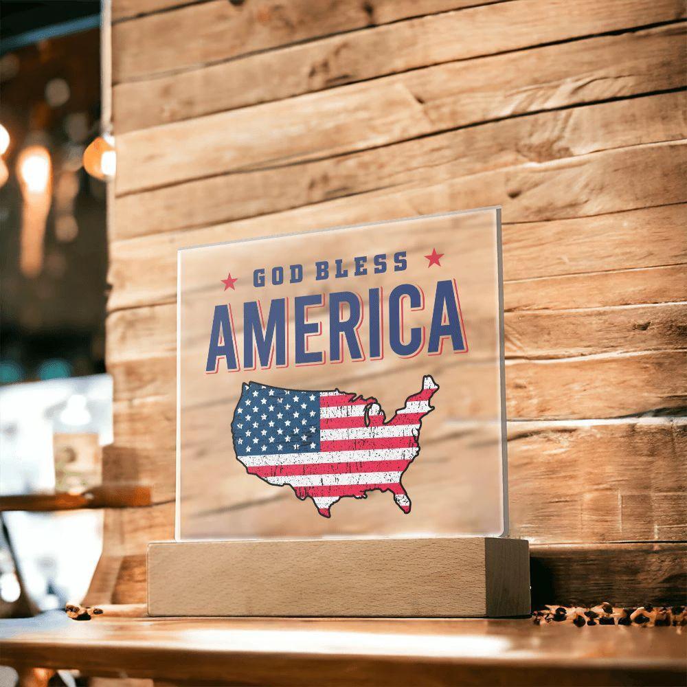 God Bless America Patriotic Acrylic Plaque