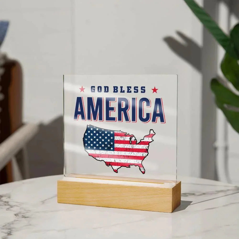 God Bless America Patriotic Acrylic Plaque