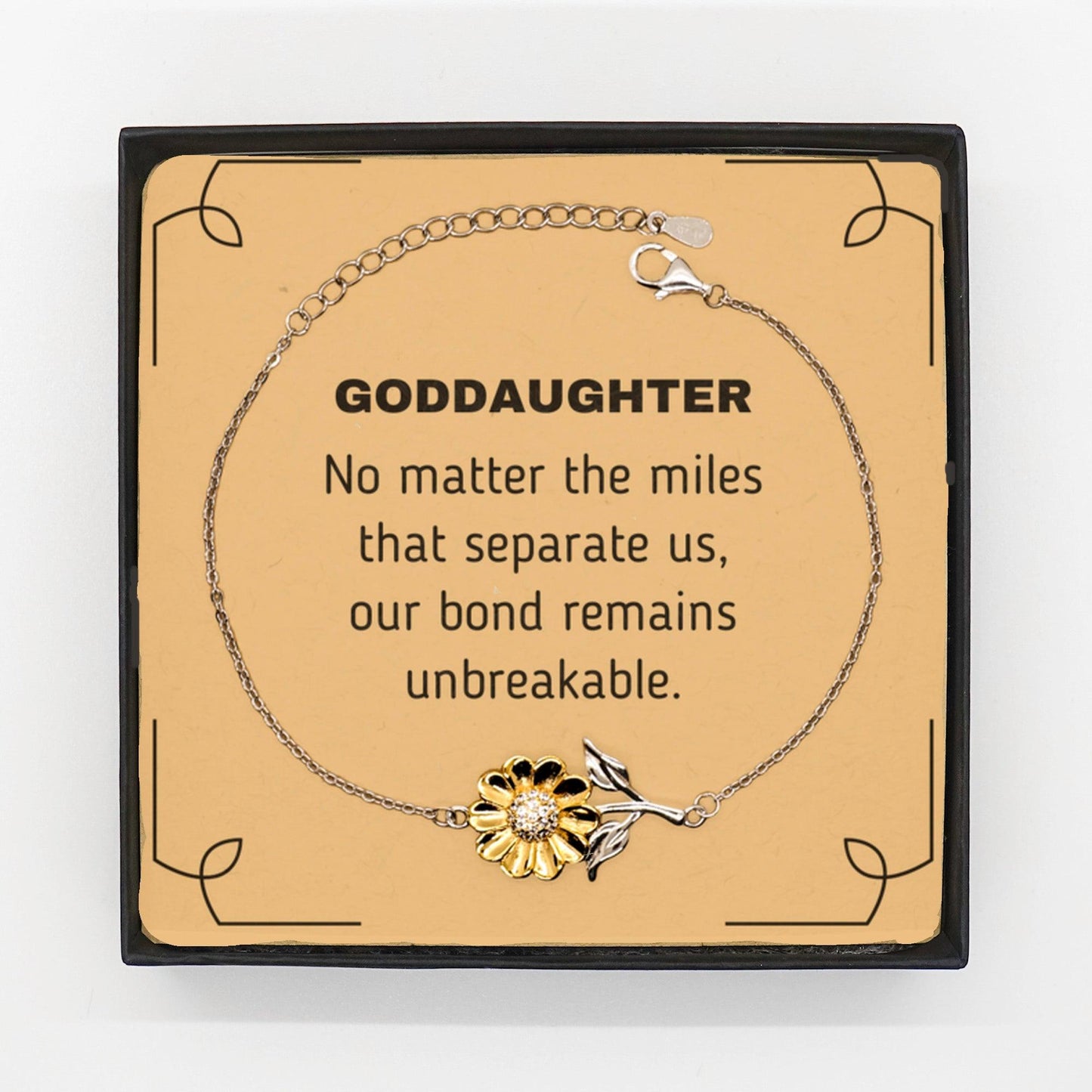 Goddaughter Long Distance Relationship Gifts, No matter the miles that separate us, Cute Love Sunflower Bracelet For Goddaughter, Birthday Christmas Unique Gifts For Goddaughter - Mallard Moon Gift Shop