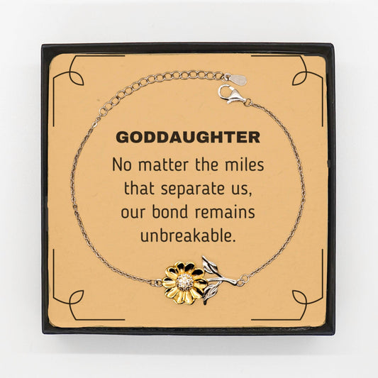 Goddaughter Long Distance Relationship Gifts, No matter the miles that separate us, Cute Love Sunflower Bracelet For Goddaughter, Birthday Christmas Unique Gifts For Goddaughter - Mallard Moon Gift Shop