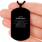 Godmother Black Dog Tag Engraved Necklace - You are braver than you believe, stronger than you seem, Inspirational Birthday Christmas Mother's Day Gifts