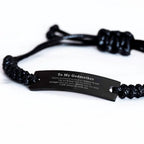 Godmother Black Rope Bracelet - You are braver than you believe, stronger than you seem, Inspirational Birthday Christmas Mother's Day Gifts