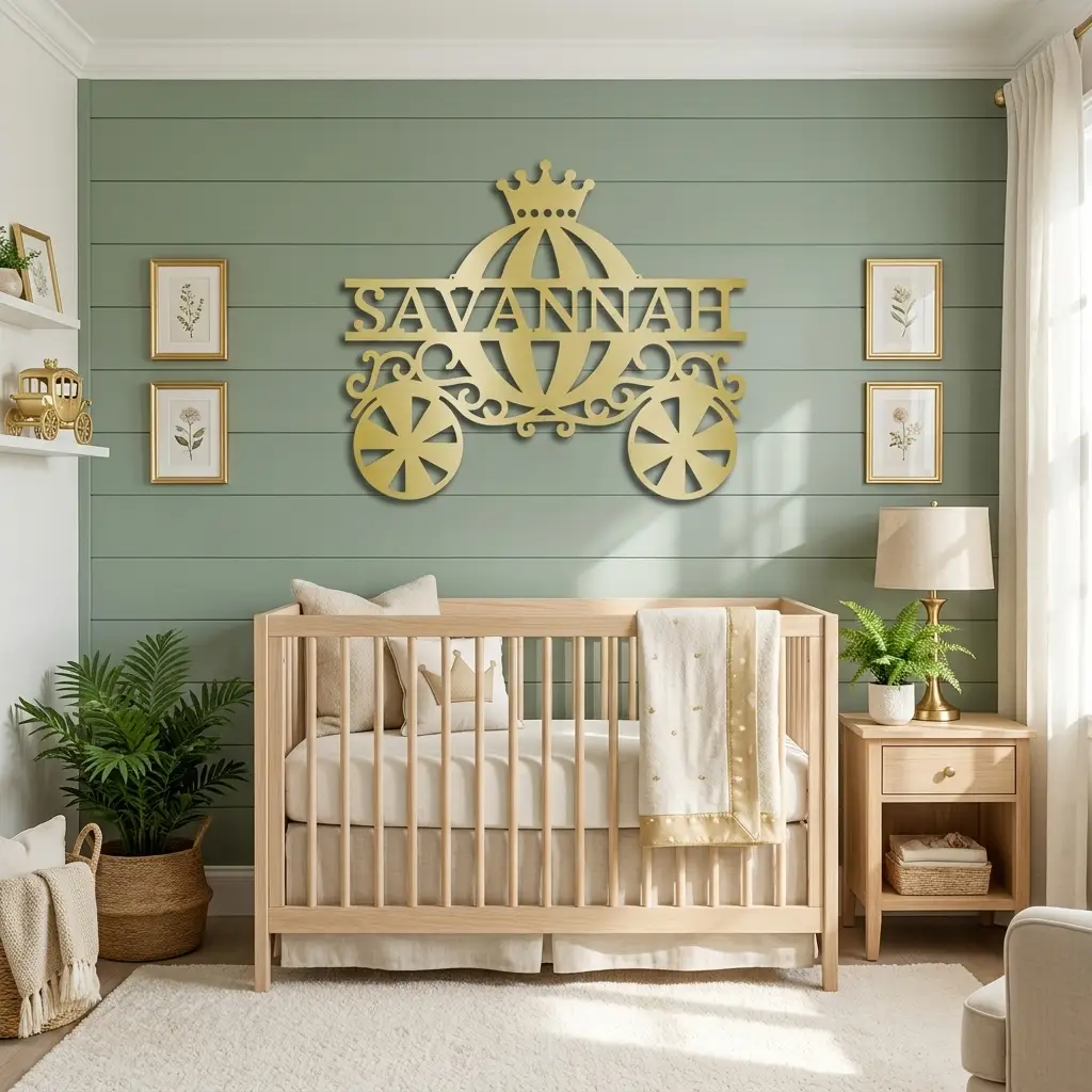 Personalized Fairytale Carriage Metal Wall Art | Custom Name Princess Carriage Sign | Girls Bedroom Decor | Whimsical Metal Wall Art | Made in USA