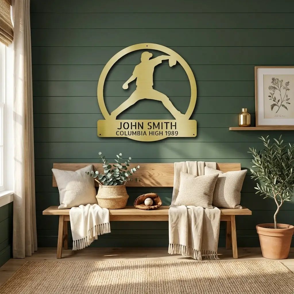 Personalized Baseball Player Metal Sign, Custom Name Baseball Wall Art, Baseball Gift for Player, Sports Decor, Coach Gift