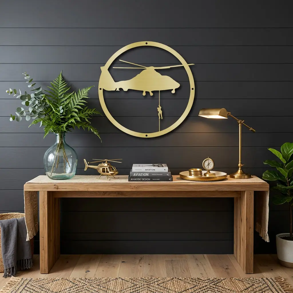 Helicopter Metal Wall Art – Aviation Rescue Metal Sign, Pilot & Military Inspired Wall Decor