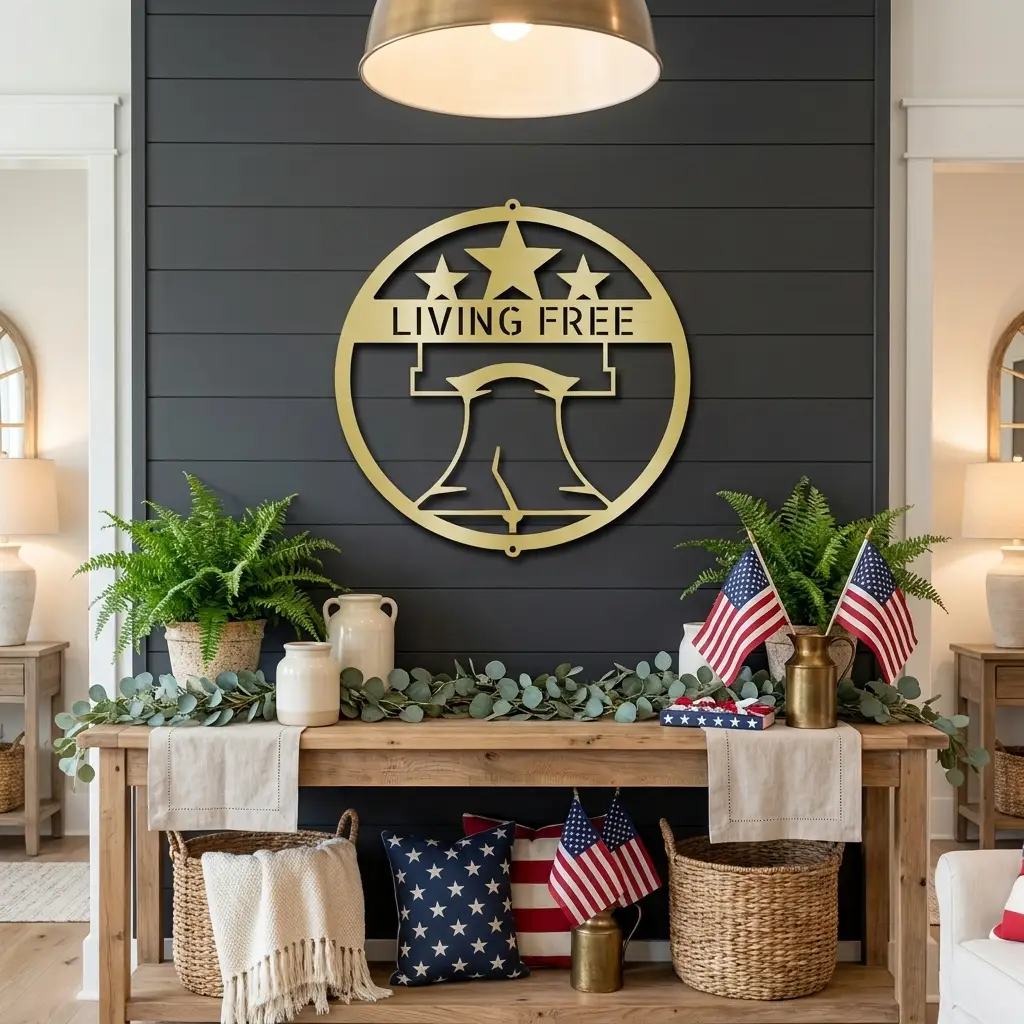 Personalized Liberty Bell Metal Sign | Custom Patriotic Wall Art | American Freedom Decor | Liberty Bell Steel Wall Hanging | Made in USA