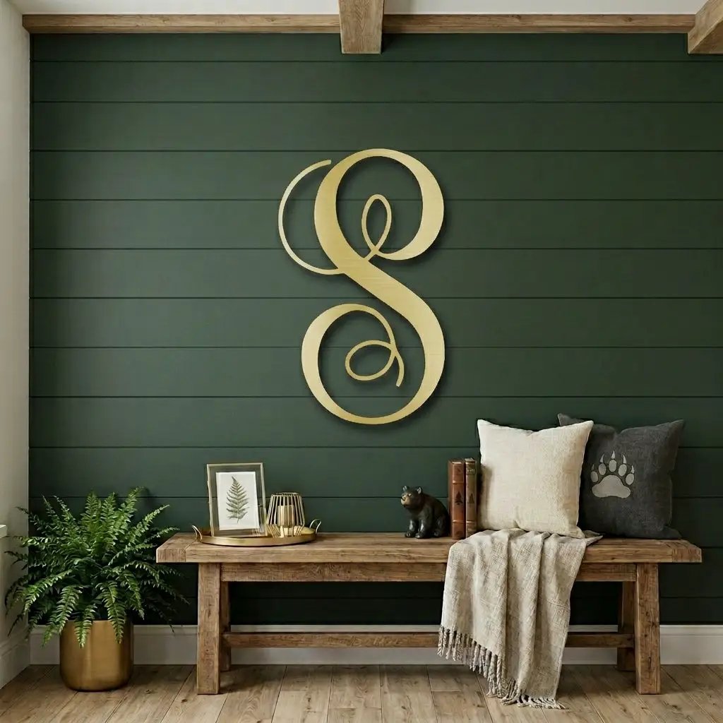 Fancy Initial Custom Monogram Metal Wall Art